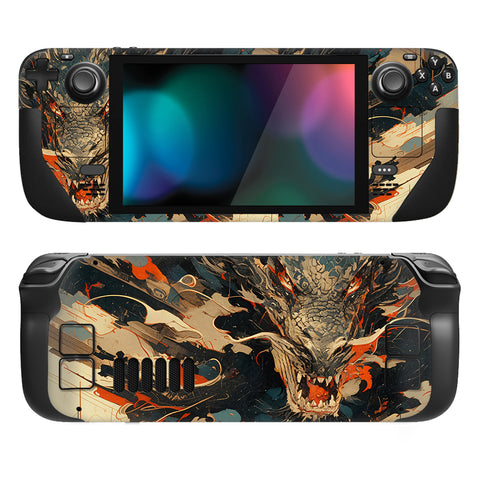 PlayVital Full Set Protective Skin Decal for Steam Deck LCD, Custom Stickers Vinyl Cover for Steam Deck OLED - Dragon's Fury - SDTM094