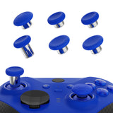 eXtremeRate 6 in 1 Metal Replacement Thumbsticks for Xbox Elite Series 2 Controller, Blue & Metallic Silver Swappable Magnetic Analog Stick Joystick Caps for Xbox Elite 2 Core Controller (Model 1797) - IL805