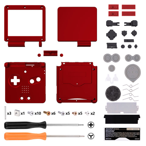 eXtremeRate IPS Ready Upgraded Scarlet Red Soft Touch Custom Replacement Housing Shell for Gameboy Advance SP GBA SP – Compatible with Both IPS & Standard LCD – Console & Screen NOT Included - ASPP3004