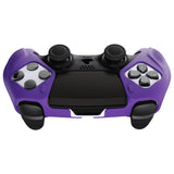 PlayVital Ninja Edition Anti-Slip Half-Covered Silicone Cover Skin for ps5 Edge Controller, Ergonomic Protector Soft Rubber Case for ps5 Edge Wireless Controller with Thumb Grip Caps - Purple - EYPFP007