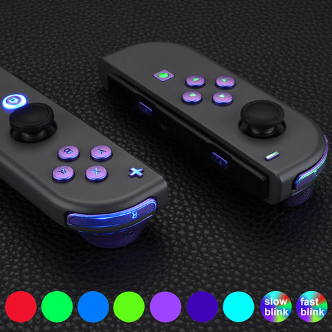 eXtremeRate 7 Colors 9 Modes NS Joycon DFS LED Kit for NS Switch, Multi-Colors Luminated ABXY Trigger Chameleon Purple Blue Classical Symbols Face Buttons for NS Switch & Switch OLED Model JoyCon - JoyCon NOT Included - NSLED014G2