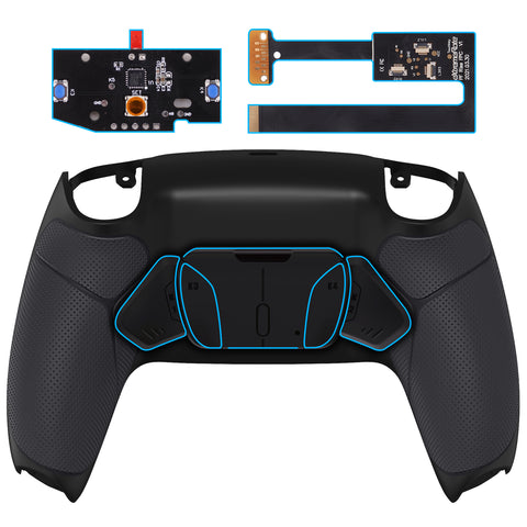 eXtremeRate Black Rubberized Grip Remappable RISE4 Remap Kit for PS5 Controller BDM 010 & BDM 020, Upgrade Board & Redesigned Back Shell & 4 Back Buttons for PS5 Controller - Controller NOT Included - YPFU6001