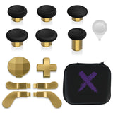 eXtremeRate 13 in 1 Component Pack Kit for Xbox Elite Series 2 Controller, 6 Metal Thumbsticks & Adjustment Tool, 2 D-Pads, 4 Paddles for Xbox Elite Series 2 Core Controller - Metallic Hero Gold - IL904