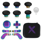 eXtremeRate 13 in 1 Component Pack Kit for Xbox Elite Series 2 Controller, 6 Metal Thumbsticks & Adjustment Tool, 2 D-Pads, 4 Paddles for Xbox Elite Series 2 Core Controller - Metallic Rainbow Aura Blue & Purple - IL905