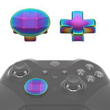 eXtremeRate 2 pcs Metalic Rainbow Aura Blue & Purple Magnetic Stainless Steel D-Pads for Xbox One Elite & Xbox One Elite Series 2 Controller - IL409