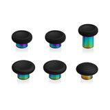 eXtremeRate 6 in 1 Metal Replacement Thumbsticks for Xbox Elite Series 2 Controller, Black & Metallic Rainbow Aura Blue & Purple Swappable Magnetic Analog Stick Joystick Caps for Xbox Elite 2 Core Controller (Model 1797) - IL804