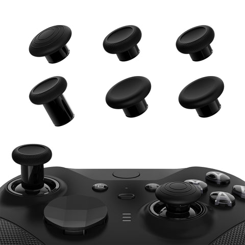 eXtremeRate 6 in 1 Metal Replacement Thumbsticks for Xbox Elite Series 2 Controller, Metallic Black Swappable Magnetic Analog Stick Joystick Caps for Xbox Elite 2 Core Controller (Model 1797) - IL802