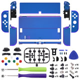 eXtremeRate Chameleon Purple Blue Full Set Shell for Nintendo Switch OLED, Replacement Console Back Plate & Kickstand, NS Joycon Handheld Controller Housing & Buttons for Nintendo Switch OLED - AQUSOP004
