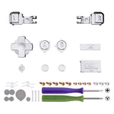 eXtremeRate Chrome Silver Glossy Custom Full Set Buttons for Gameboy Advance SP, Replacement A B L R Button Power On Off Volume Button D-pad Key for GBA SP Console - Console NOT Included - ASPJ302