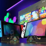 eXtremeRate AiryDocky DIY Kit Glow in Dark - Totem of Kingdom Black Replacement Case for Nintendo Switch Dock, Redesigned Portable Mini Dock Shell Cover for Nintendo Switch OLED - Shells Only, Dock & Circuit Board NOT Included - LLNST002
