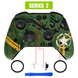 eXtremeRate Army Mecha Faceplate Cover, Soft Touch Front Housing Shell Case Replacement Kit for Xbox One Elite Series 2 Controller Model 1797 - Thumbstick Accent Rings Included - ELT152