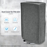 PlayVital Vertical Dust Cover for ps5 Slim Disc Edition(The New Smaller Design), Nylon Dust Proof Protector Waterproof Cover Sleeve for ps5 Slim Console - Gray - BMYPFM002