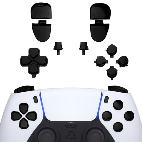 eXtremeRate Replacement D-pad R1 L1 R2 L2 Triggers Share Options Face Buttons, Chrome Black Full Set Buttons Compatible with ps5 Controller BDM-030/040 - Controller NOT Included - JPF2008G3