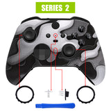 eXtremeRate Black White Camouflage Faceplate Cover, Soft Touch Front Housing Shell Case Replacement Kit for Xbox One Elite Series 2 Controller Model 1797 - Thumbstick Accent Rings Included - ELT147