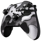eXtremeRate Black White Camouflage Faceplate Cover, Soft Touch Front Housing Shell Case Replacement Kit for Xbox One Elite Series 2 Controller Model 1797 - Thumbstick Accent Rings Included - ELT147