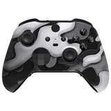 eXtremeRate Black White Camouflage Faceplate Cover, Soft Touch Front Housing Shell Case Replacement Kit for Xbox One Elite Series 2 Controller Model 1797 - Thumbstick Accent Rings Included - ELT147