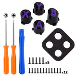 eXtremeRate Three-Tone Black & Clear & Purple ABXY Action Buttons with Classic Symbols for Xbox Series X & S Controller & Xbox One S/X & Xbox One Elite V1/V2 Controller - JDX3M006