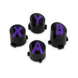 eXtremeRate Three-Tone Black & Clear & Purple ABXY Action Buttons with Classic Symbols for Xbox Series X & S Controller & Xbox One S/X & Xbox One Elite V1/V2 Controller - JDX3M006