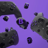 eXtremeRate Three-Tone Black & Clear & Purple ABXY Action Buttons with Classic Symbols for Xbox Series X & S Controller & Xbox One S/X & Xbox One Elite V1/V2 Controller - JDX3M006