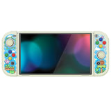 PlayVital ZealProtect Soft Protective Case for Switch OLED, Flexible Protector Joycon Grip Cover for Switch OLED with Thumb Grip Caps & ABXY Direction Button Caps - Blocks Adventure - XSOYV6042