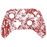 eXtremeRate Blood Patterned Faceplate Cover, Soft Touch Front Housing Shell Case Replacement Kit for Xbox One Elite Series 2 Controller Model 1797 and Core Model 1797 and Core Model 1797 - Thumbstick Accent Rings Included - ELS211