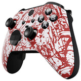 eXtremeRate Blood Patterned Faceplate Cover, Soft Touch Front Housing Shell Case Replacement Kit for Xbox One Elite Series 2 Controller Model 1797 and Core Model 1797 and Core Model 1797 - Thumbstick Accent Rings Included - ELS211