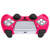 PlayVital 3D Studded Bright Pink Ergonomic Soft Controller Silicone Case Grips for PS5, Rubber Protector Skins with 6 Clear White Thumbstick Caps for PS5 Controller – Compatible with Charging Station - TDPF025