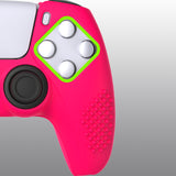 PlayVital 3D Studded Bright Pink Ergonomic Soft Controller Silicone Case Grips for PS5, Rubber Protector Skins with 6 Clear White Thumbstick Caps for PS5 Controller – Compatible with Charging Station - TDPF025