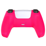 PlayVital 3D Studded Bright Pink Ergonomic Soft Controller Silicone Case Grips for PS5, Rubber Protector Skins with 6 Clear White Thumbstick Caps for PS5 Controller – Compatible with Charging Station - TDPF025