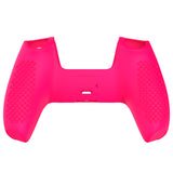 PlayVital 3D Studded Bright Pink Ergonomic Soft Controller Silicone Case Grips for PS5, Rubber Protector Skins with 6 Clear White Thumbstick Caps for PS5 Controller – Compatible with Charging Station - TDPF025