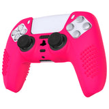 PlayVital 3D Studded Bright Pink Ergonomic Soft Controller Silicone Case Grips for PS5, Rubber Protector Skins with 6 Black Thumbstick Caps for PS5 Controller - TDPF025
