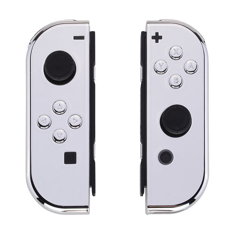 eXtremeRate Chrome Silver Handheld Controller Housing With Full Set Buttons DIY Replacement Shell Case for NS Switch JoyCon & OLED JoyCon - Console Shell NOT Included - CD402