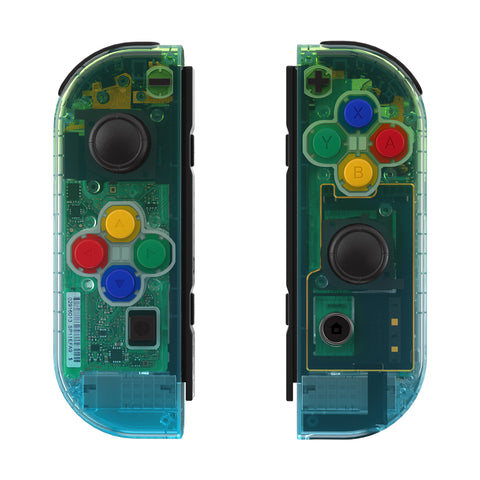 eXtremeRate Gradient Translucent Green Blue Joycon Handheld Controller Housing with Full Set Buttons, DIY Replacement Shell Case for NS Switch JoyCon & OLED JoyCon - Console Shell NOT Included - CP338
