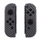 eXtremeRate Soft Touch Grip Black Silver Carbon Fiber Handheld Controller Housing With Full Set Buttons DIY Replacement Shell Case for NS Switch JoyCon & OLED JoyCon - Console Shell NOT Included - CS202