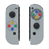 eXtremeRate SFC SNES Classic EU Style Joycon Handheld Controller Housing with Coloful Buttons, DIY Replacement Shell Case for NS Switch JoyCon & OLED JoyCon – Joycon and Console NOT Included - CT118