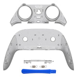 eXtremeRate Clear Black Top Bottom Decorative Trim Shell Compatible with ps5 Edge Controller DIY Replacement Front Back Clip Shell, Custom Plates Cover Compatible with ps5 Edge Controller - CXQEGM003