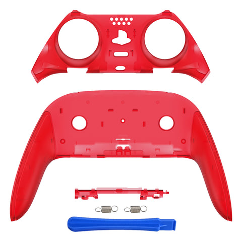 eXtremeRate Clear Red Top Bottom Decorative Trim Shell Compatible with ps5 Edge Controller DIY Replacement Front Back Clip Shell, Custom Plates Cover Compatible with ps5 Edge Controller - CXQEGM006