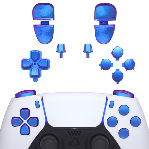 eXtremeRate Replacement D-pad R1 L1 R2 L2 Triggers Share Options Face Buttons, Chameleon Purple Blue Full Set Buttons Compatible with ps5 Controller BDM-030 - Controller NOT Included - JPF1001G3