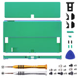 eXtremeRate Chameleon Green Purple Console Back Plate DIY Replacement Housing Shell Case with Metal Kickstand for Nintendo Switch OLED – Console and Joycon NOT Included - ZNSOP3002