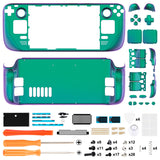 eXtremeRate Replacement Chameleon Green Purple Full Set Shell with Buttons for Steam Deck Console - QESDP005