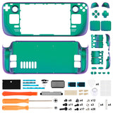 eXtremeRate Replacement Chameleon Green Purple Full Set Shell with Buttons for Steam Deck LCD - QESDP005