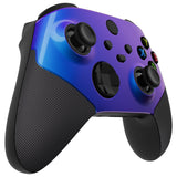 eXtremeRate Chameleon Purple Blue ASR Version Performance Rubberized Grip Front Housing Shell  with Accent Rings for Xbox Series X/S Controller - FX3C3002