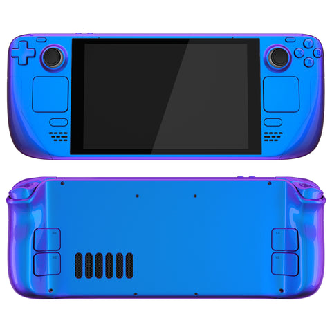 eXtremeRate Replacement Chameleon Purple Blue Full Set Shell with Buttons for Steam Deck LCD - QESDP004