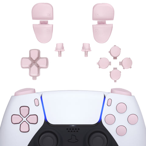 eXtremeRate Replacement D-pad R1 L1 R2 L2 Triggers Share Options Face Buttons, Cherry Blossoms Pink Full Set Buttons Compatible with ps5 Controller BDM-030 - Controller NOT Included - JPF1012G3