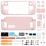 eXtremeRate Replacement Cherry Blossoms Pink Full Set Shell with Buttons for Steam Deck LCD - QESDP006