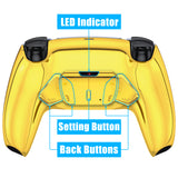 eXtremeRate Chrome Gold Remappable RISE4 Remap Kit for PS5 Controller BDM-030/040, Upgrade Board & Redesigned Back Shell & 4 Back Buttons for PS5 Controller - Controller NOT Included - YPFD4001G3