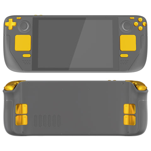 eXtremeRate Chrome Gold Replacement Full Set Buttons for Steam Deck Console - JESDD001