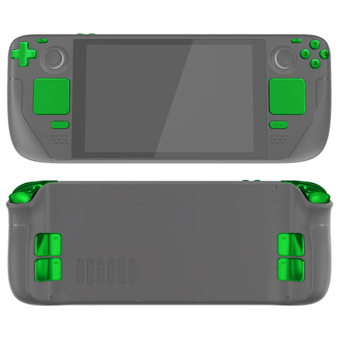 eXtremeRate Chrome Green Replacement Full Set Buttons for Steam Deck Console - JESDD003