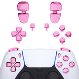 eXtremeRate Replacement D-pad R1 L1 R2 L2 Triggers Share Options Face Buttons, Chrome Pink Full Set Buttons Compatible with ps5 Controller BDM-030 - Controller NOT Included - JPF2007G3