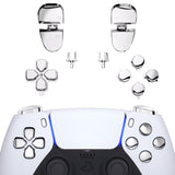 eXtremeRate Replacement D-pad R1 L1 R2 L2 Triggers Share Options Face Buttons, Chrome Silver Full Set Buttons Compatible with ps5 Controller BDM-030/040/050 - Controller NOT Included - JPF2002G3